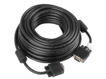 LANBERG cable VGA M/M shielded with ferrite 15m black