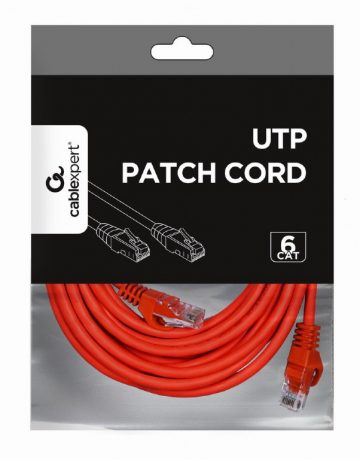 Gembird Patch cord Cat.6 UTP 5m red PP6U-5M/RGembird Patch cord Cat.6 UTP 5m red PP6U-5M/R