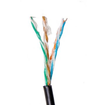 Datu kabelis 4x2x0.5mm Cat5e U UTP melns ārdarbu ar želeju PVC 500mDatu kabelis 4x2x0.5mm Cat5e U UTP melns ārdarbu ar želeju PVC 500m