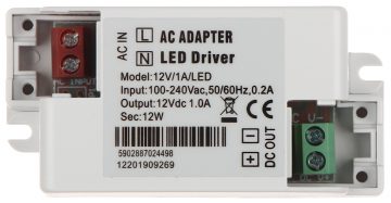 SLĒGIERĪCES ADAPTERIS 12V/1A/LED