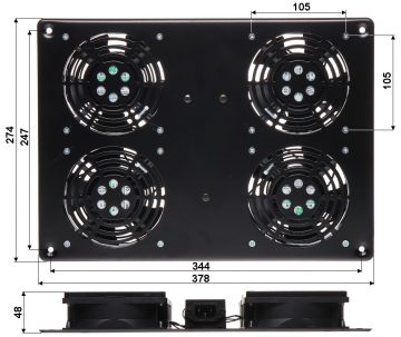 VENTILATORU PANELIS A19-4W RACK SKAPĪTIM