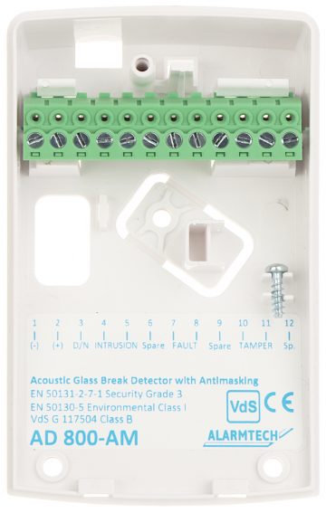 АКУСТИЧЕСКИЙ ДЕТЕКТОР РАЗБИТИЯ СТЕКЛА AD800-AM ALARMTECH АКУСТИЧЕСКИЙ ДЕТЕКТОР РАЗБИТИЯ СТЕКЛА AD800-AM ALARMTECH