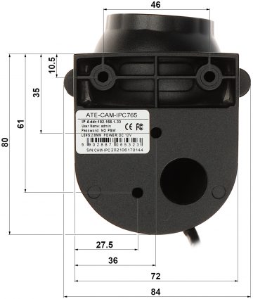 IP MOBILE CAMERA ATE-CAM-IPC765 - 1080p 2.8 mm AUTONE