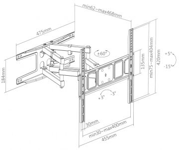 КРЕПЛЕНИЕ ДЛЯ ТЕЛЕВИЗОРА ИЛИ МОНИТОРА BRATECK-LPA63-446 КРЕПЛЕНИЕ ДЛЯ ТЕЛЕВИЗОРА ИЛИ МОНИТОРА BRATECK-LPA63-446
