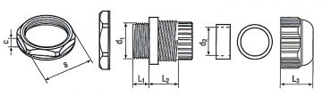 KABEĻU BLĪVSLĒGS D/M-12X1.5 IP68 M12 x 1.5 