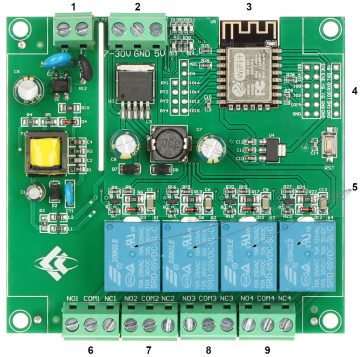 RELEJA MODULIS ESP12-4R-MV Wi-Fi