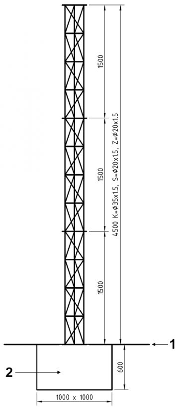 REŽĢU KONSTRUKCIJAS MASTS NO ALUMĪNIJA MK-4.5/CT