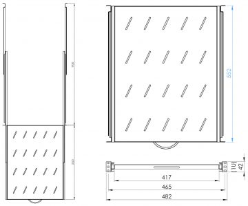 ВЫДВИЖНАЯ ПОЛКА P19S/550 ВЫДВИЖНАЯ ПОЛКА P19S/550