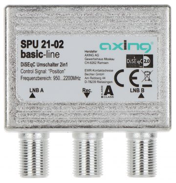 PĀRSLĒGŠANAS SLĒDZIS SPU-21-02 DiSEqC 2.0 AXING