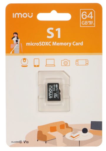 ATMIŅAS KARTE ST2-64-S1 microSD UHS-I, SDXC 64 GB IMOU