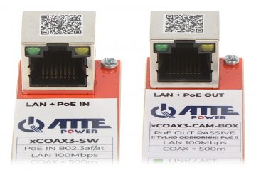 UTP / COAXIAL PĀRVEIDOTĀJU KOMPLEKTS LAN+POE PĀRRAIDEI XCOAX3-SET-BOX KOMPLEKTĀ 2 GAB. ATTE