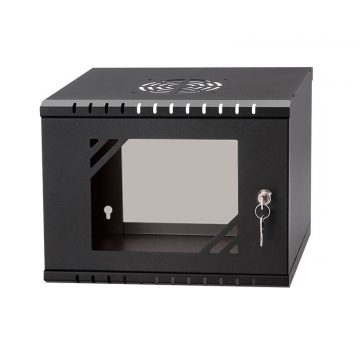 Stalflex Rack Cabinet 10` 4U, 300mm Glass Door, Black RC10-4U-300GB (Salikts,bez iepakojuma)
