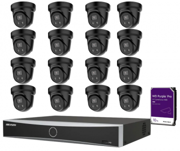 Hikvision 4MP IP videonovērošanas komplekts (NVR + 16 turret kameras+HDD 10TB)