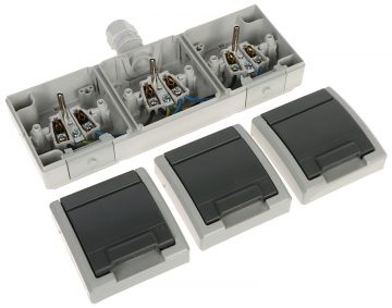 TRIPLE SURFACE SOCKET OUTLET AQUANT-G3/EPN 230 V AC 16 A IP65 Elektro-Plast TRIPLE SURFACE SOCKET OUTLET AQUANT-G3/EPN 230 V AC 16 A IP65 Elektro-Plast