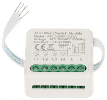 ČETRKĀRTĪGS VIEDAIS LED APGAISMOJUMA KONTROLIERIS ATLO-SW4-TUYA Wi-Fi, Tuya Smart