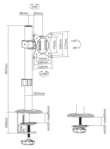 MONITORA GALDA STIPRINĀJUMS BRATECK-LDT66-C01