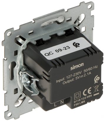 UZLĀDES LIGZDA DC2USB.01/11-SIMON54 Premium USB 5&nbsp;V DC / 2.1&nbsp;A