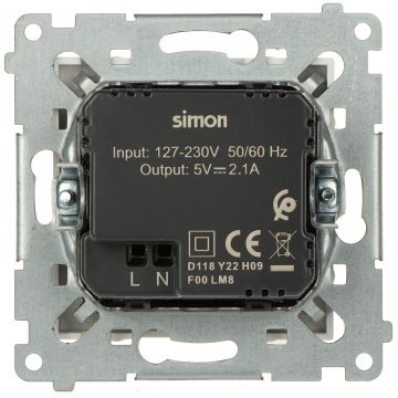 UZLĀDES LIGZDA DC2USB.01/11-SIMON54 Premium USB 5&nbsp;V DC / 2.1&nbsp;A