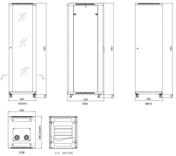 STĀVOŠS RACK SKAPĪTIS EPRADO-R19-18U/600FW