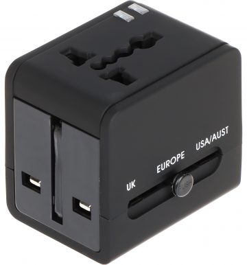 UNIVERSĀLAIS TĪKLA ADAPTERIS AR USB BAROŠANAS ADAPTERI ASP-100/230V+USB