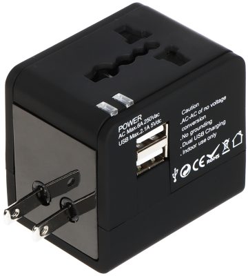 UNIVERSĀLAIS TĪKLA ADAPTERIS AR USB BAROŠANAS ADAPTERI ASP-100/230V+USB