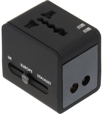 UNIVERSĀLAIS TĪKLA ADAPTERIS AR USB BAROŠANAS ADAPTERI ASP-100/230V+USB