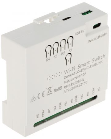 VIEDAIS PĀRSLĒGŠANAS SLĒDZIS ATLO-SW4C-EWELINK Wi-Fi, eWeLinkVIEDAIS PĀRSLĒGŠANAS SLĒDZIS ATLO-SW4C-EWELINK Wi-Fi, eWeLink