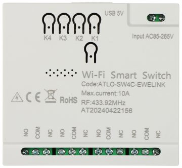VIEDAIS PĀRSLĒGŠANAS SLĒDZIS ATLO-SW4C-EWELINK Wi-Fi, eWeLink