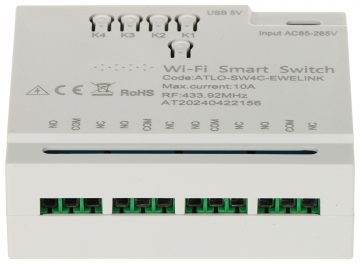 VIEDAIS PĀRSLĒGŠANAS SLĒDZIS ATLO-SW4C-EWELINK Wi-Fi, eWeLink
