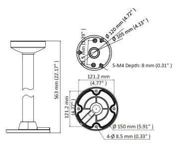 KAMERAS GRIESTU KRONŠTEINS DS-1271ZJ-120(BLACK) Hikvision KAMERAS GRIESTU KRONŠTEINS DS-1271ZJ-120(BLACK) Hikvision