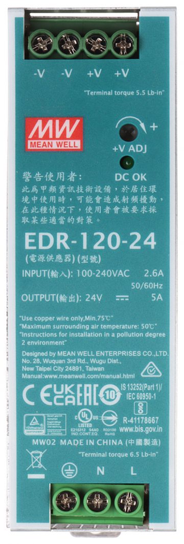 SLĒGIERĪCES ADAPTERIS TĪKLA BAROŠANAS BLOKS EDR-120-24 MEAN WELL SLĒGIERĪCES ADAPTERIS TĪKLA BAROŠANAS BLOKS EDR-120-24 MEAN WELL