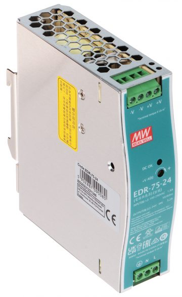 SLĒGIERĪCES ADAPTERIS TĪKLA BAROŠANAS BLOKS EDR-75-24 MEAN WELL