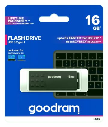 FLASH MEMORY FD-16 / UME3-GOODRAM 16 GB USB 3.2 Gen 1 FLASH MEMORY FD-16 / UME3-GOODRAM 16 GB USB 3.2 Gen 1