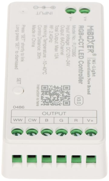 LED APGAISMOJUMA KONTROLIERIS FUT039S 2.4 GHz, RGBCCT (RGBWW) 12 ... 24 V DC MiBOXER / Mi-Light