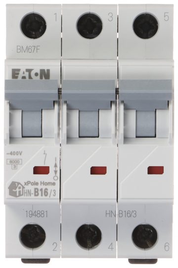 Силовые выключатели HN-B16/3 трехфазные 16 А тип B EATON Силовые выключатели HN-B16/3 трехфазные 16 А тип B EATON