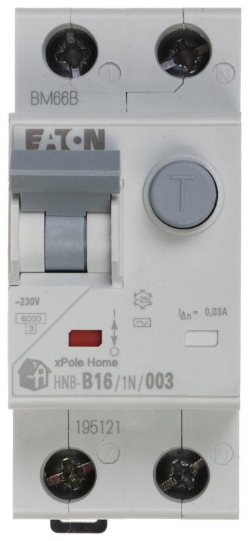 PALIEKOŠĀS STRĀVAS ATDALĪTĀJS HNB-B16/1N/003 VIENFĀZES, TIPS AC 30&nbsp;mA 16&nbsp;A EATON
