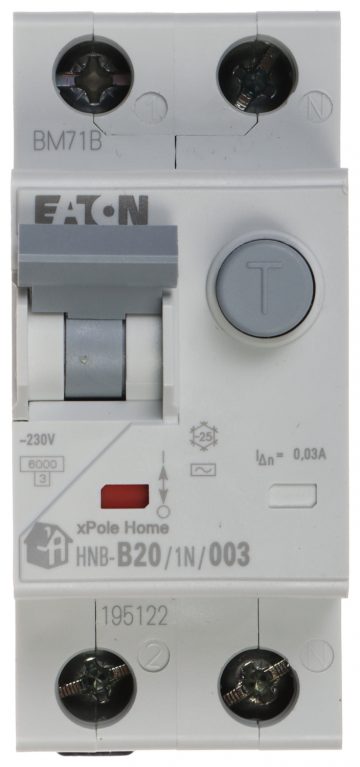 PALIEKOŠĀS STRĀVAS ATDALĪTĀJS HNB-B20/1N/003 VIENFĀZES, TIPS AC 30 mA 20 A EATON PALIEKOŠĀS STRĀVAS ATDALĪTĀJS HNB-B20/1N/003 VIENFĀZES, TIPS AC 30 mA 20 A EATON