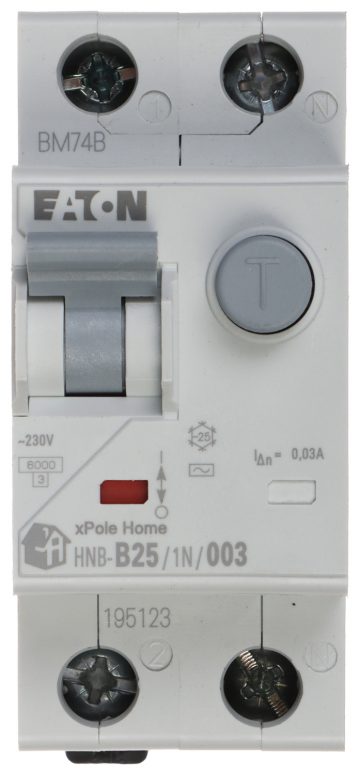 PALIEKOŠĀS STRĀVAS ATDALĪTĀJS HNB-B25/1N/003 VIENFĀZES, TIPS AC 30&nbsp;mA 25&nbsp;A EATON