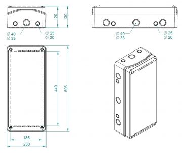 SAVIENOJUMA ELEKTRISKĀ KASTE INDUSTRIAL/506X230/EPN IP65 Elektro-Plast