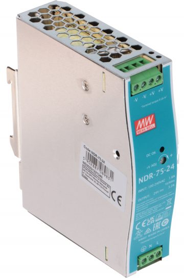 SLĒGIERĪCES ADAPTERIS TĪKLA BAROŠANAS BLOKS NDR-75-24 MEAN WELL