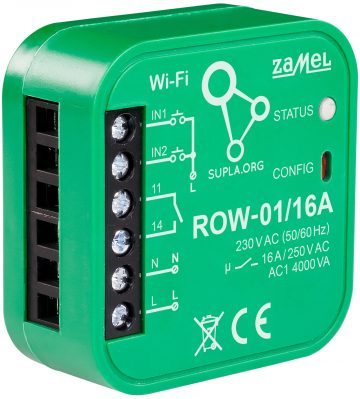 VIEDAIS PĀRSLĒGŠANAS SLĒDZIS ROW-01/16A Wi-Fi 230 V AC ZAMELVIEDAIS PĀRSLĒGŠANAS SLĒDZIS ROW-01/16A Wi-Fi 230 V AC ZAMEL