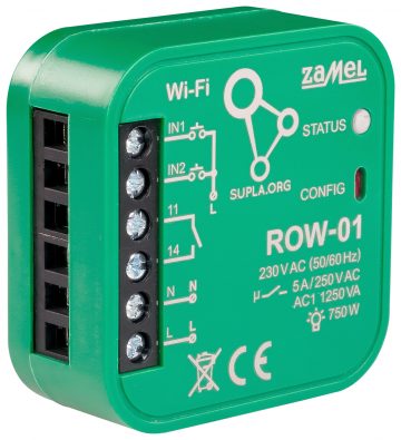 VIEDAIS PĀRSLĒGŠANAS SLĒDZIS ROW-01 Wi-Fi 230 V AC ZAMELVIEDAIS PĀRSLĒGŠANAS SLĒDZIS ROW-01 Wi-Fi 230 V AC ZAMEL