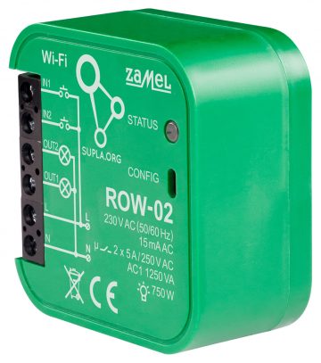 SMART SWITCH ROW-02 Wi-Fi SUPLA 230V AC ZAMEL SMART SWITCH ROW-02 Wi-Fi SUPLA 230V AC ZAMEL