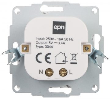 Laadimispesa SANTRA/4108-10/EPN USB 5 V DC / 3,4 A Elektro-Plast