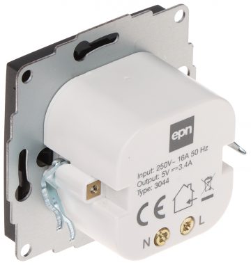 ĮKROVIMO LIZDAS SANTRA/4108-19/EPN USB 5 V DC / 3,4 A Elektro-Plast