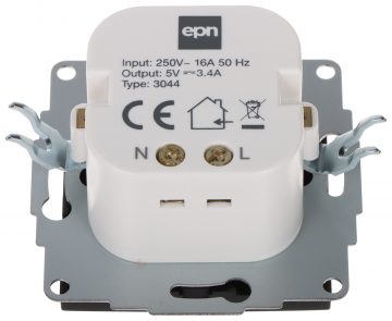 ĮKROVIMO LIZDAS SANTRA/4108-19/EPN USB 5 V DC / 3,4 A Elektro-Plast