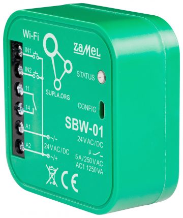 VIEDAIS VĀRTU UN DURVJU KONTROLIERIS SBW-01 Wi-Fi, SUPLA 24 V AC/DC ZAMEL VIEDAIS VĀRTU UN DURVJU KONTROLIERIS SBW-01 Wi-Fi, SUPLA 24 V AC/DC ZAMEL