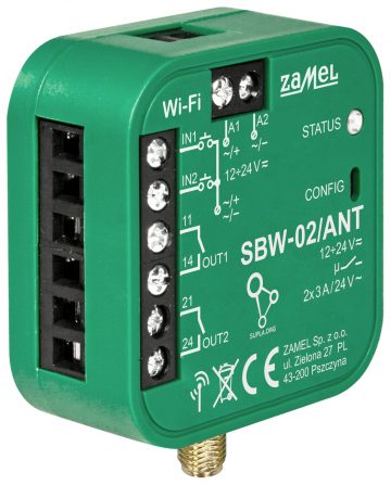 VIEDAIS VĀRTU UN DURVJU KONTROLIERIS SBW-02/ANT Wi-Fi, 12 ... 24 V AC/DC ZAMEL