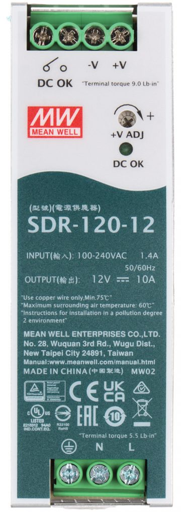 IŠJUNGIMO ADAPTERIS TINKLO MAITINIMO ĮRENGINIO SDR-120-12 REIKIA GERAI