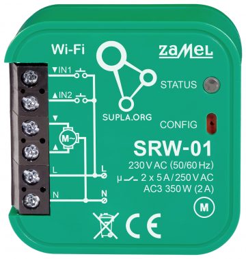 VIEDAIS RUĻĻVEIDA VĀRTU KONTROLIERIS SRW-01 Wi-Fi 230 V AC ZAMEL